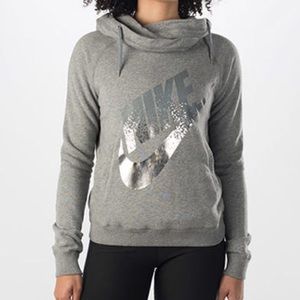 NIKE ✔️ Gray Metallic Logo Sweatshirt Size: M